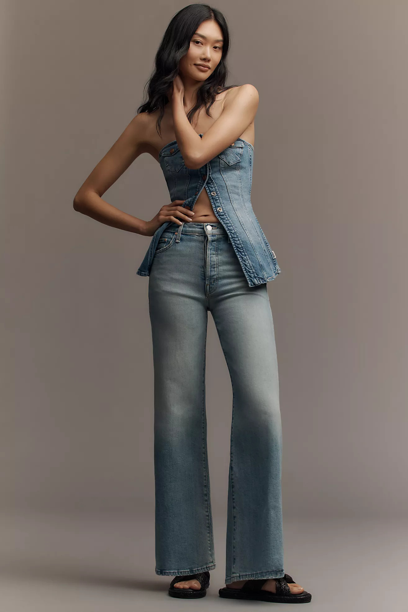 MOTHER The Tomcat Roller High-Rise Wide-Leg Jeans | Anthropologie (US)
