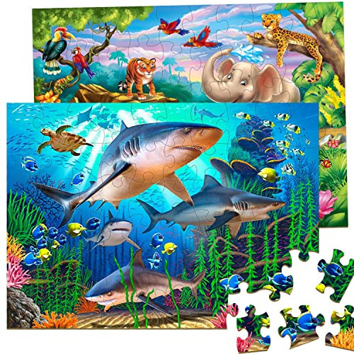 Puzzles for Kids Ages 4-8 – 2 x 60 Pieces Puzzles for Kids Ages 3-5 6-8 – Toy for Learning Ocean & Forest Animals – Educational Toys for Boy and Girl (2 Packs) | Amazon (US)