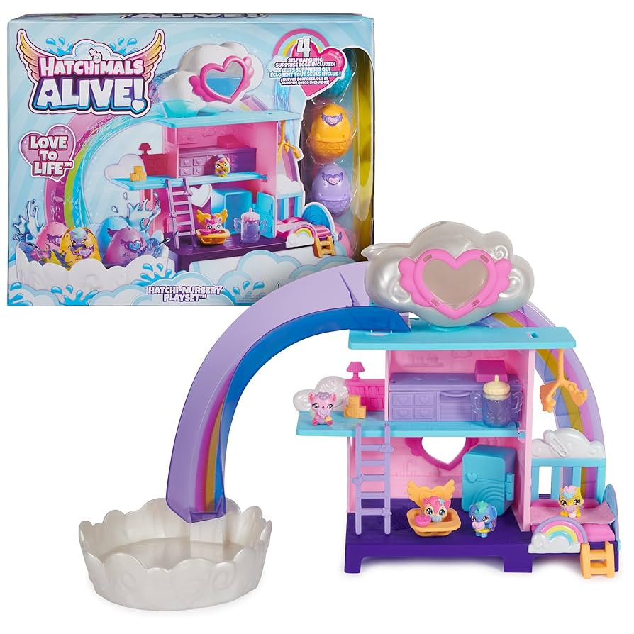 Hatchimals Alive, Hatchi-Nursery Playset Toy with 4 Mini Figures in Self-Hatching Eggs, 13 Access... | Amazon (US)