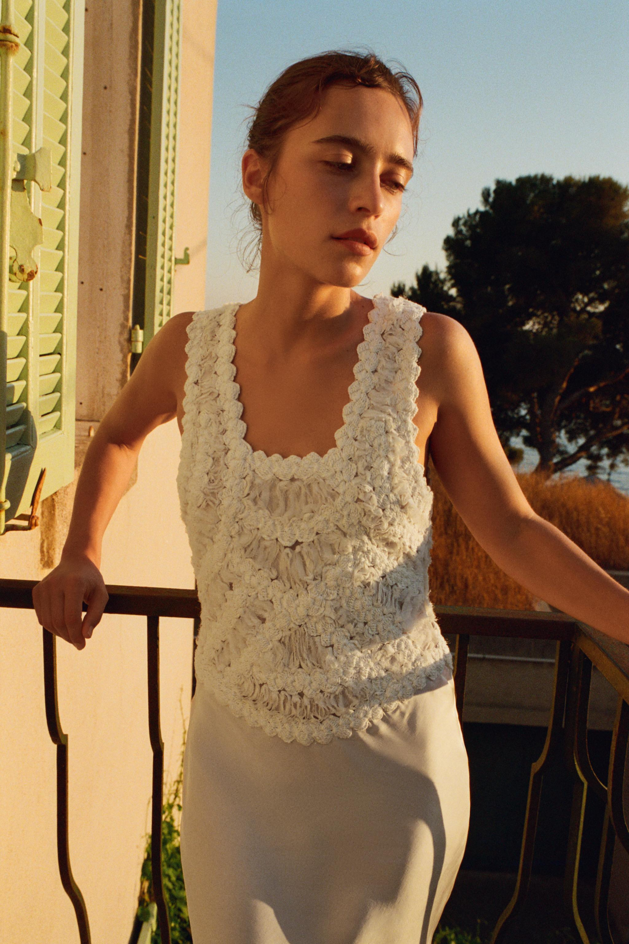 Model height: 173 cmLong combined dress made from a viscose blend and crochet fabric. Featuring a... | Zara UK
