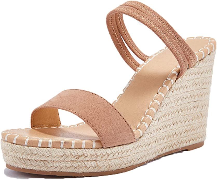 VETASTE Women's Ankle Strap Wedge Sandal Open Toe Strappy Sandals Espadrille Platform Shoes | Amazon (US)