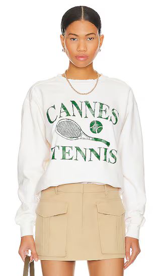 Cannes Tennis Crewneck Sweatshirt in Beige | Revolve Clothing (Global)
