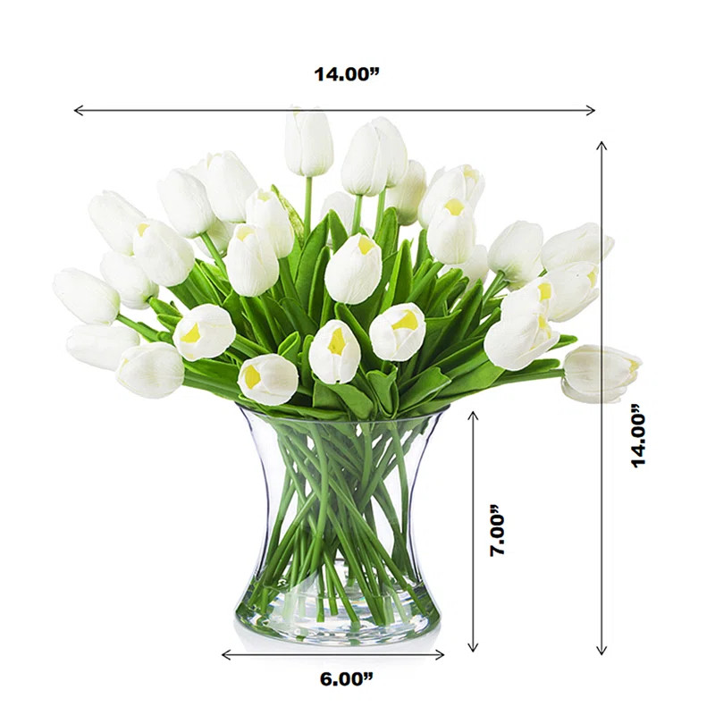 Real Touch Tulip Floral Arrangement in Vase | Wayfair North America