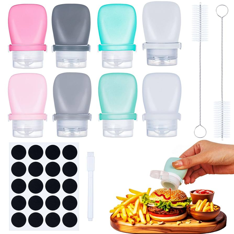8 Pcs Mini Salad Dressing Container, Ketchup Container Squeeze Bottles Leakproof Sauce Dispenser ... | Amazon (US)