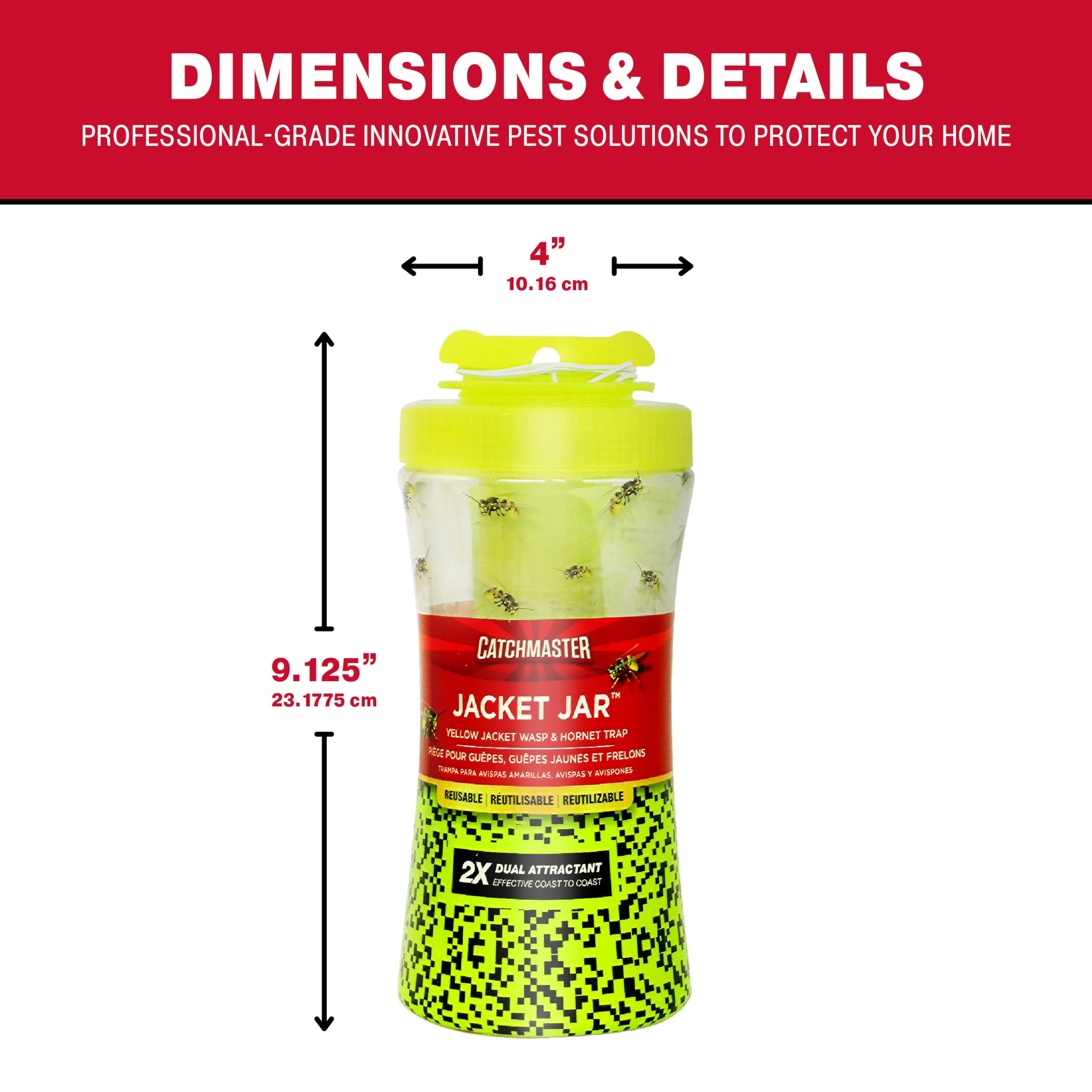 Amazon.com : Catchmaster Yellow Jacket, Hornet, & Wasp Trap Jar 2-Pk, Reusable Bug Catcher with A... | Amazon (US)