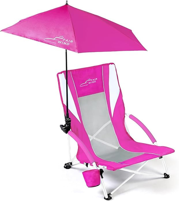 FAIR WIND Portable Beach Chair with Umbrella for Adults, Backpack Folding Arm Chair for Coastal V... | Amazon (US)