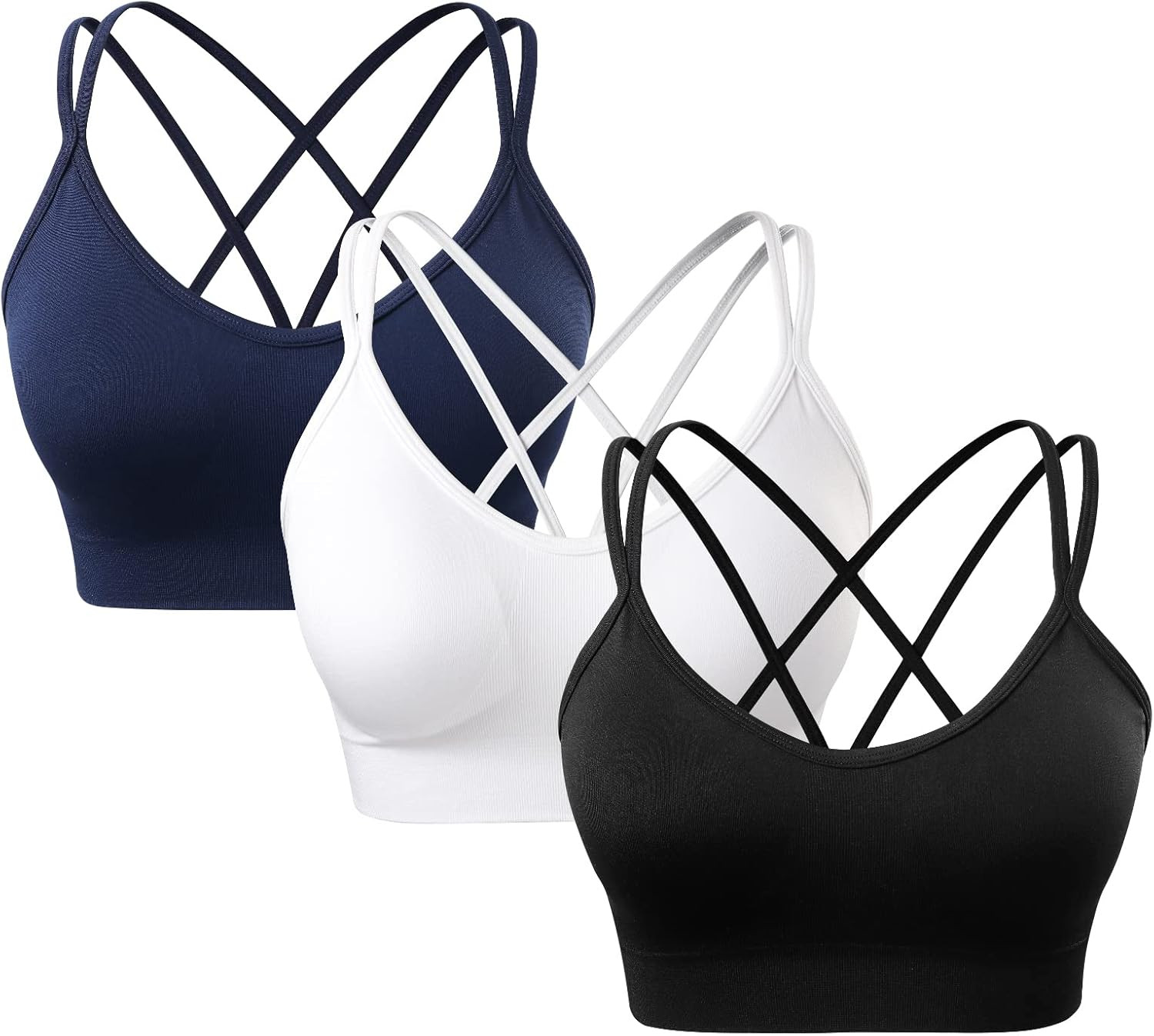 Women's Cross Back Sport Bras,Padded Strappy Criss Cross Cropped Bras for Yoga Workout Fitness S-... | Amazon (US)