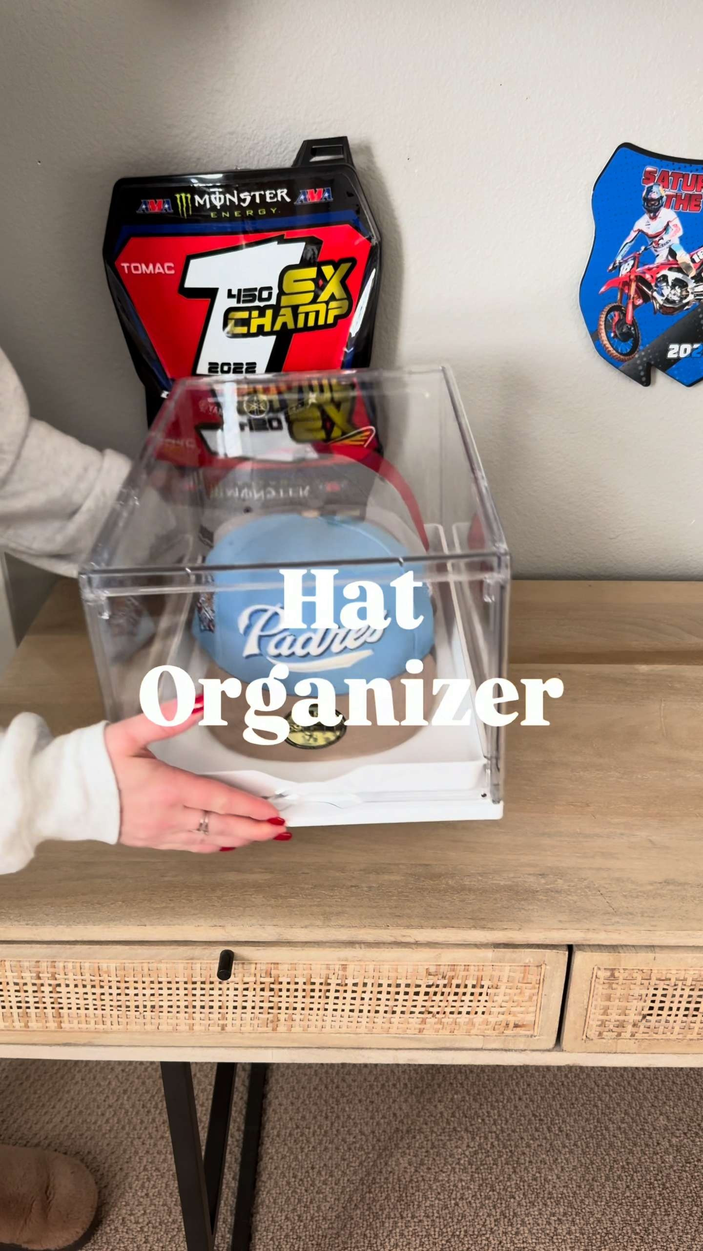 Hat lovers… this organizer is finally back in stock 👀

This sleek hat organizer keeps your collection dust-free, easy to see, and actually organized. The magnetic door pushes back, the shelves slide out, and each shelf holds up to 12 hats.

Perfect for closets, bedrooms, and anyone who has way too many hats. 

 #LTKmomlife #LTKHome #LTKKids