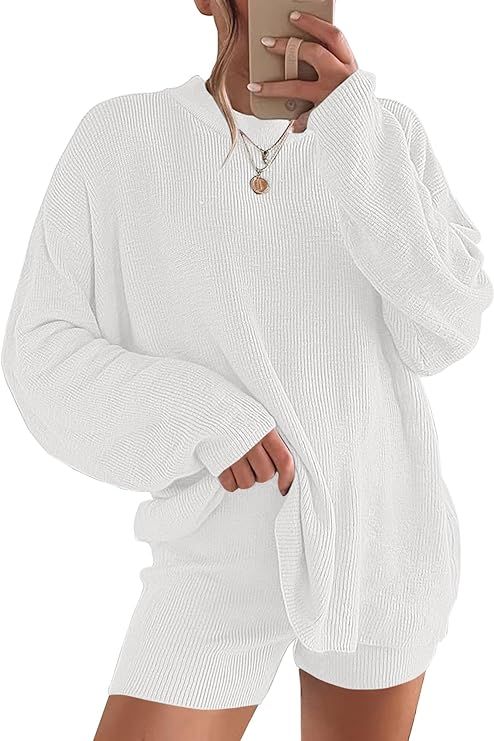 ANRABESS 2 Piece Outfits For Women 2024 Spring Lounge Matching Loungewear Sets Oversized Sweater ... | Amazon (US)