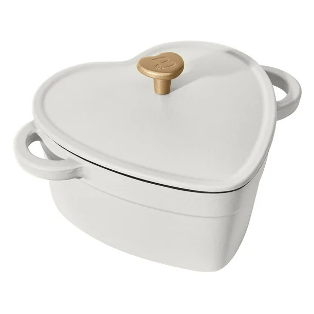 Beautiful 2QT Cast Iron Heart Shaped Dutch Oven, White Icing by Drew Barrymore - Walmart.com | Walmart (US)