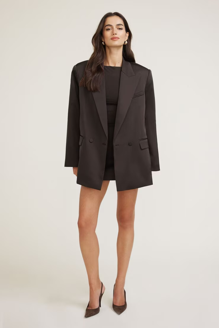 Noa Oversized Satin Blazer | Dynamite Clothing