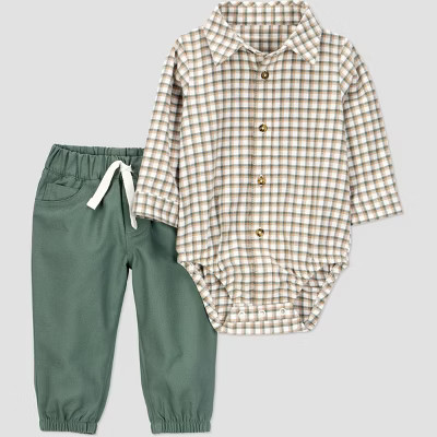 Carter's Just One You® Baby Boys' 2pc Plaid Bodysuit & Pants Set - Green | Target