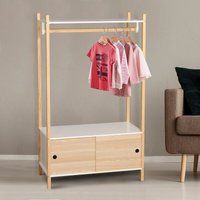 Wooden White Wardrobe Kids' Bedroom Wardrobe With Two Sliding Doors | ManoMano UK