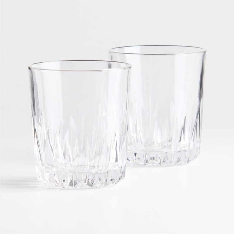 Solstice 11.75-oz. Double Old Fashioned Cut Glass, Set of 2 | Crate & Barrel | Crate & Barrel