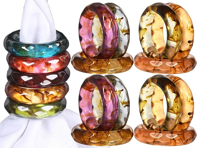 Epoxy Resin Napkin Holders for Cloth Napkins Set of 12 - Decorative Napkin Holders for Weddings, ... | Amazon (US)