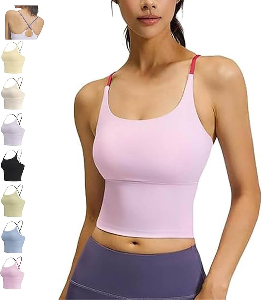 Yksaix Sports Bra Criss Cross Tank, Women's Racerback Tank Top, Sporty Womens Plain Criss Cross B... | Amazon (US)