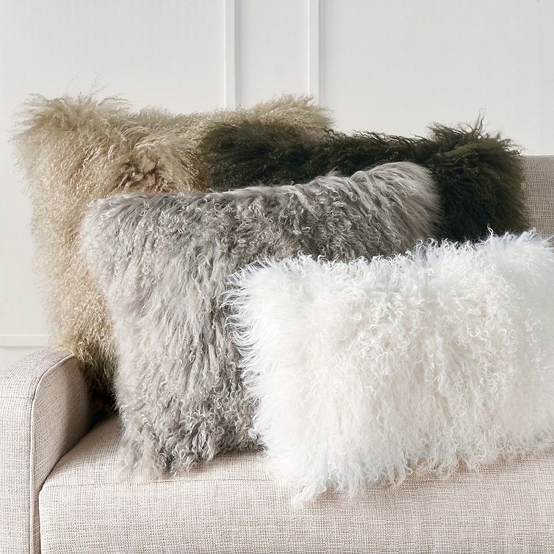 Mongolian Fur Decorative Pillow Cover - Ivory, 20" x 20" Square Ivory - Frontgate | Frontgate