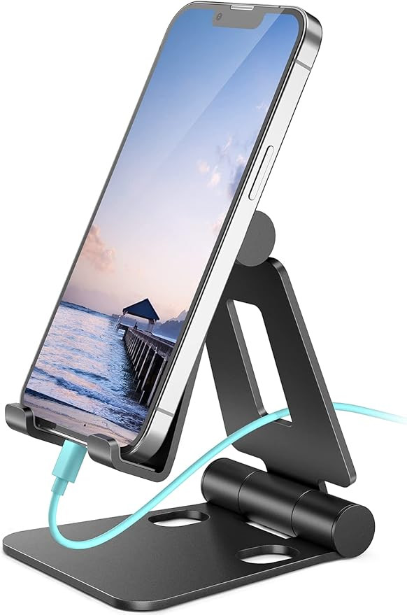 Nulaxy Dual Folding Cell Phone Stand, Fully Adjustable Foldable Desktop Phone Holder Cradle Dock ... | Amazon (US)