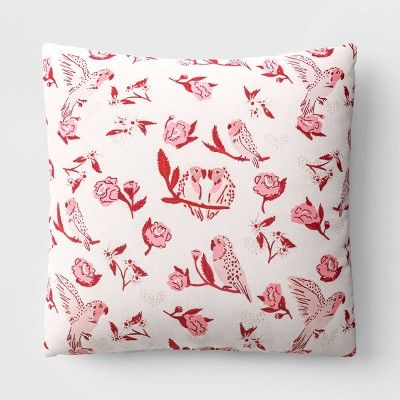 Valentine's Day 'Love Birds' Square Throw Pillow Ivory - Threshold™ | Target