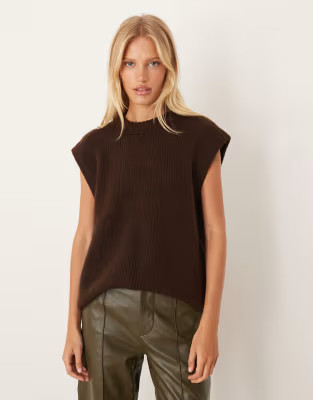 ASOS DESIGN oversized knitted tank in chocolate | ASOS (Global)