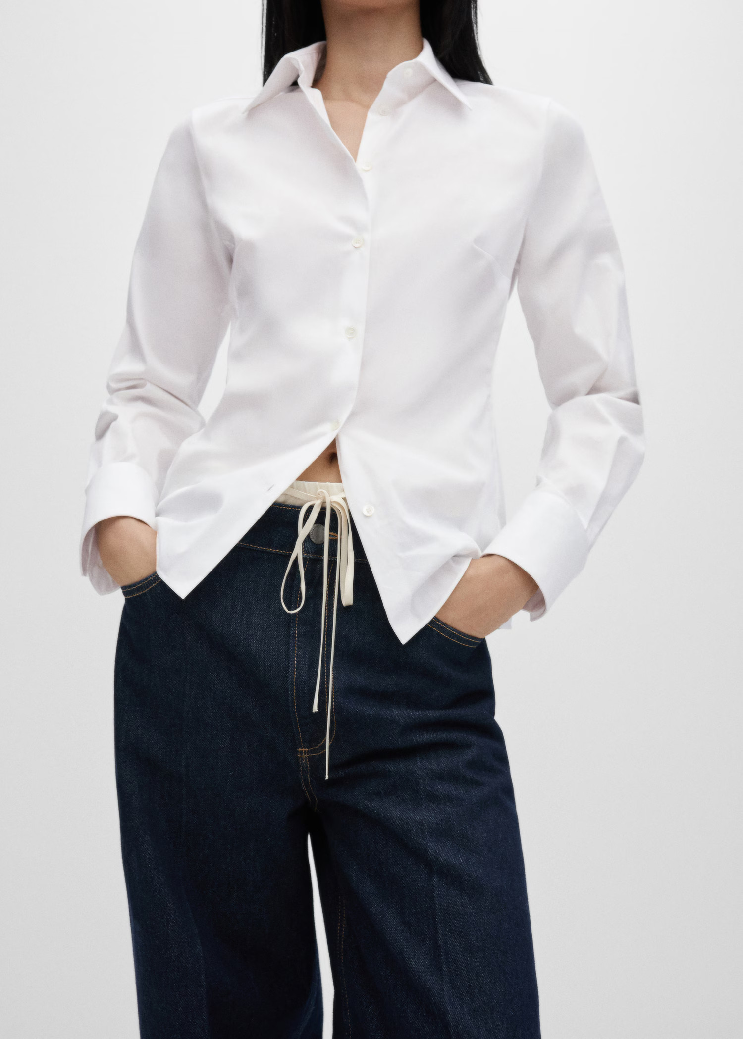 Slim-fit poplin shirt - Women | MANGO USA | Mango (US/MX/AU)