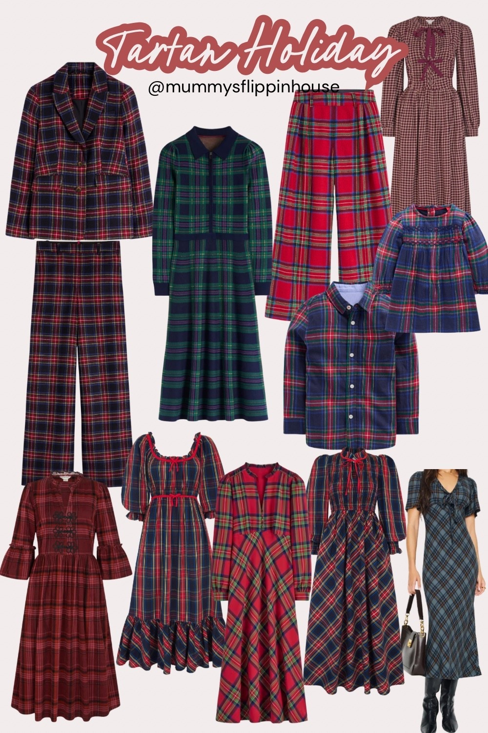 I got so much love for my Tartan dress the other day so here is some similar dresses. Perfect for holiday hosting and just being in the festive mood. I love love love the tartan trousers so much 