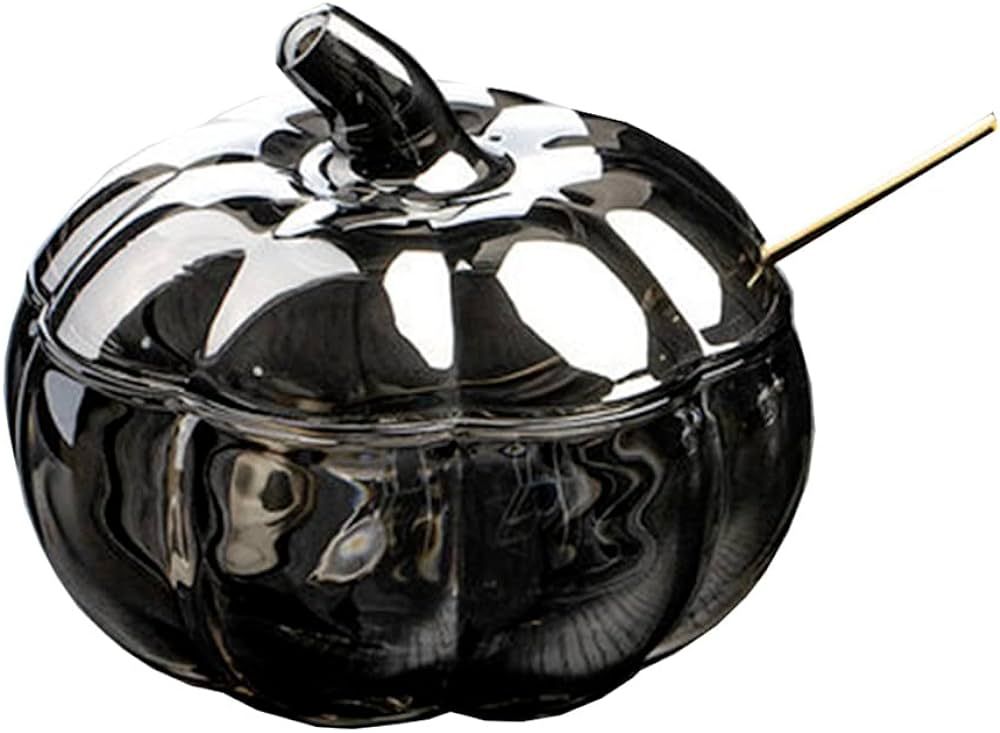 123Arts Pumpkin Glass Sugar Bowl Relief Spice Jar Storage Jar with Lid and Spoon | Amazon (US)