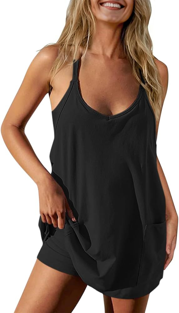 TARSE Athletic Dress for Women Casual Sleeveless Spaghetti Strap Sundress Workout Short Tennis Dr... | Amazon (US)