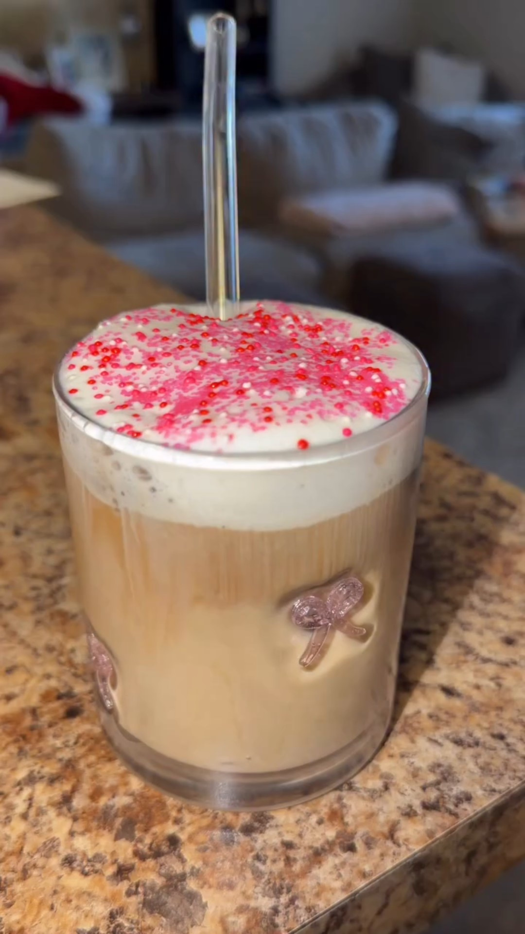 Valentine’s Day Sugar Cookie Iced latte 💗😋 want this glass? Comment BOW to get a DM with the link to shop! 
#icedlatte #sugarcookielatte #valentinesday #coffeerecipes #homebarista 
@stokcoldbrew @indelight @thymeandtablekitchen