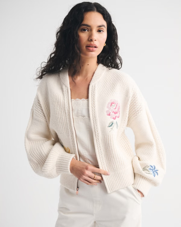 Needlepoint Floral Sweater Jacket | Abercrombie & Fitch (US)