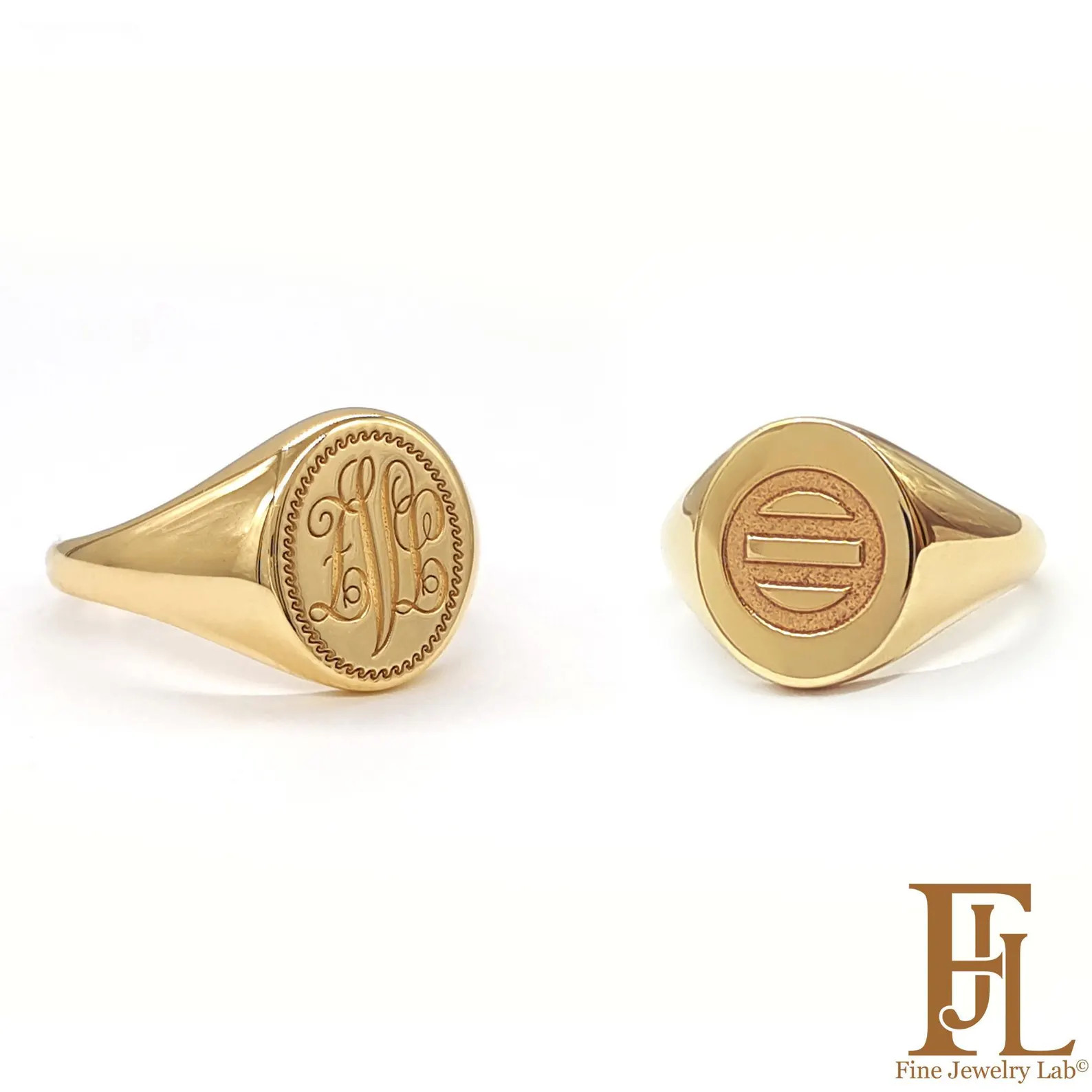 Oval Custom Signet Ring in Solid Gold, Solid Gold Monogram Ring for Women, Personalized Letter Ri... | Etsy (US)