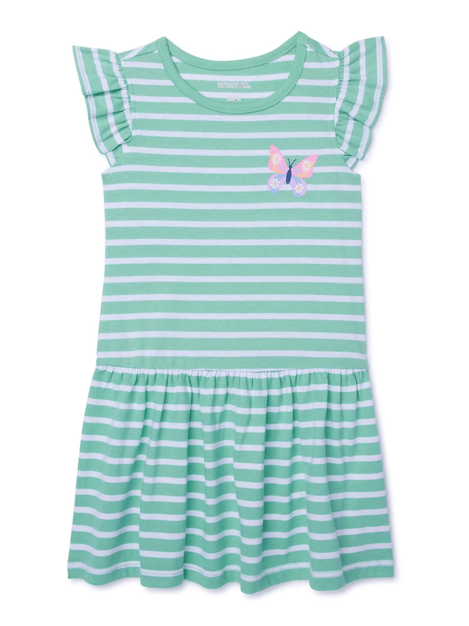 Garanimals Toddler Girl Flutter Sleeve Stripe Dress, Sizes 12M-5T - Walmart.com | Walmart (US)