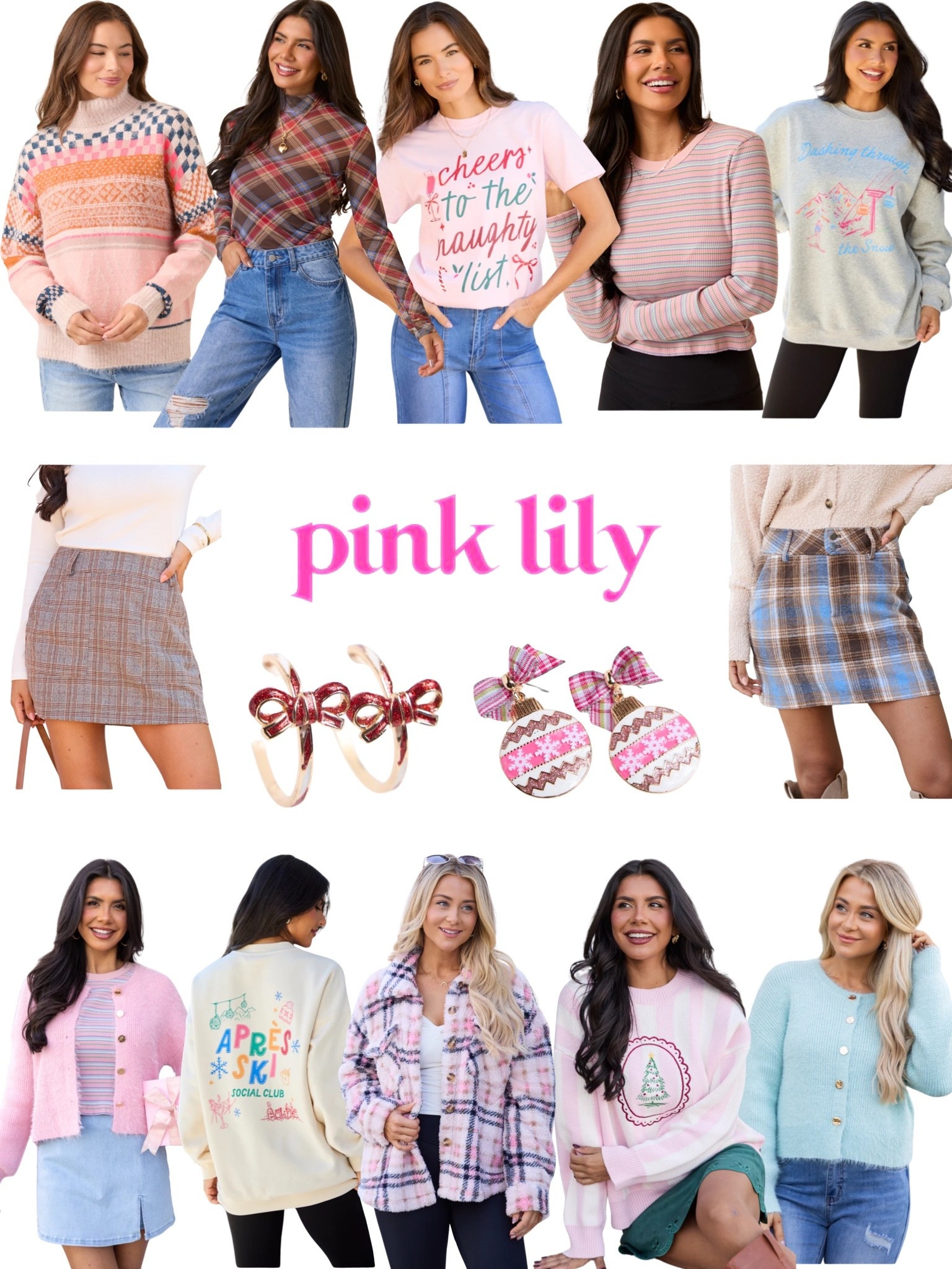 Thanksgiving style, Christmas style, holiday style, pink lily boutique new arrivals! Fall fashion, fall style, fall outfit, plaid mini skirt, holiday graphics, holiday sweater, sweater, sweatshirt, holiday earrings, Christmas earrings, shacket, plaid, Christmas graphics, winter graphic tee, winter graphic sweatshirt 

#LTKHoliday #LTKSaleAlert #LTKSeasonal