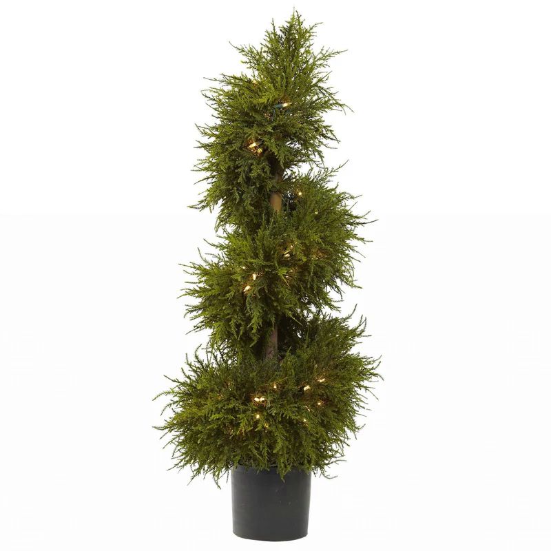 43” Cedar Spiral Topiary w/Lights | Nearly Natural