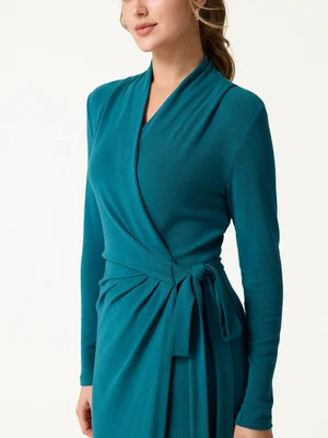LiteWarm Classic Long Sleeve Midi Wrap Dress | OGLmove