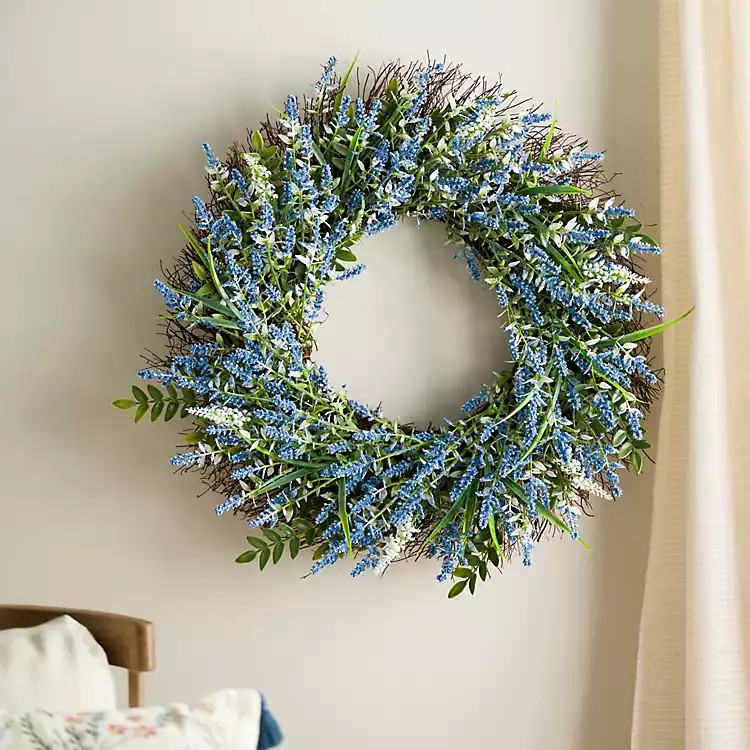 Blue Foam Mixed Fern and Berry Wreath | Kirklands