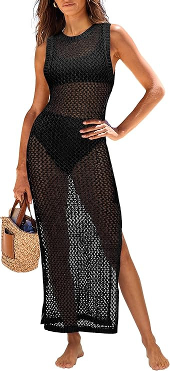 ANRABESS Womens Swimsuit Cover Up Sleeveless Hollow Knit Bikini Swimwear Bathing Suit Coverup Cro... | Amazon (US)