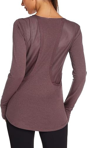 PINSPARK Long Sleeve Workout Tops for Women Crewneck Yoga Tops Loose Fit Breathable Athletic Hiki... | Amazon (US)