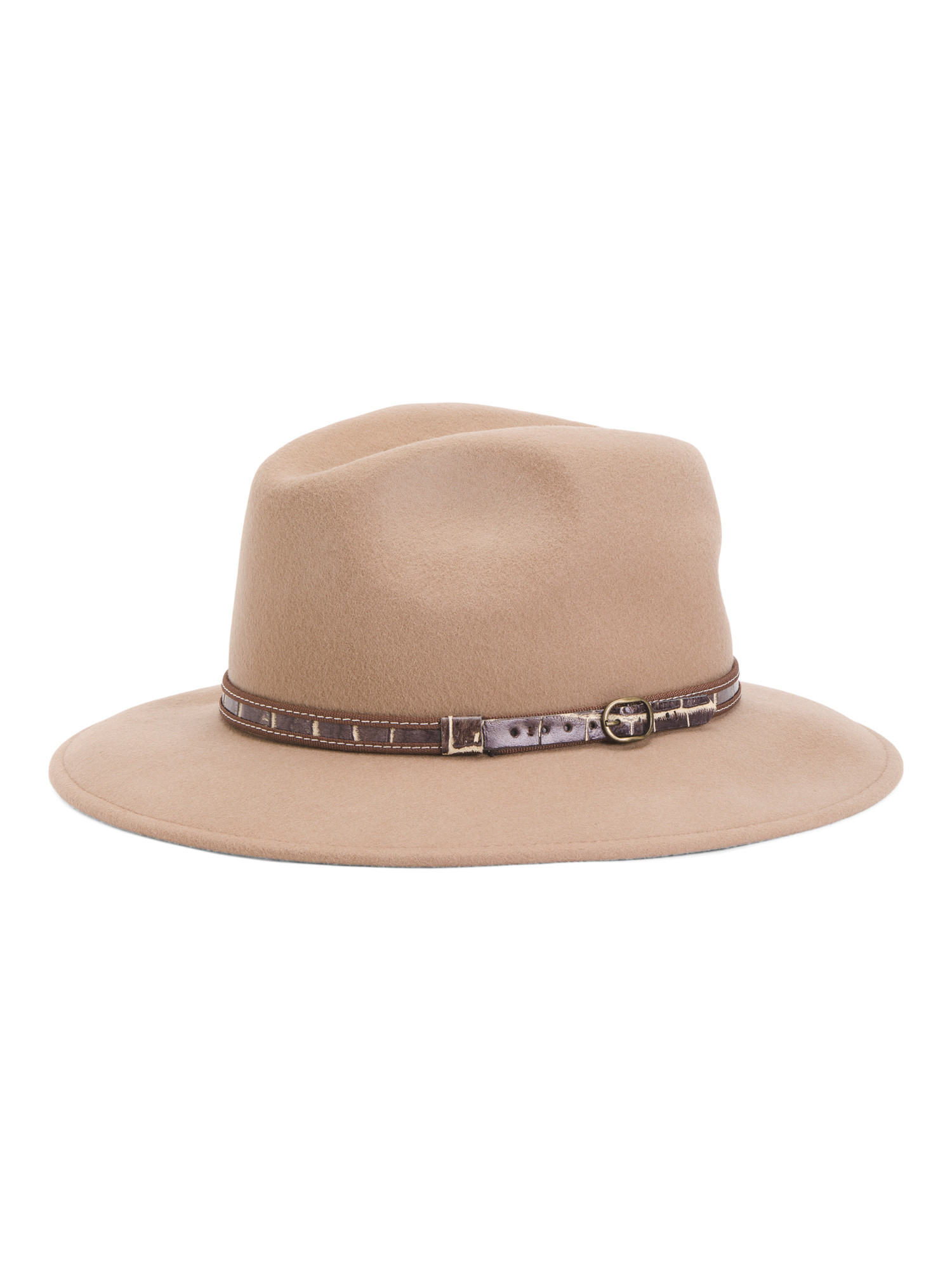 Made In Italy Wool Animal Printed Trim Panama Felt Hat | TJ Maxx