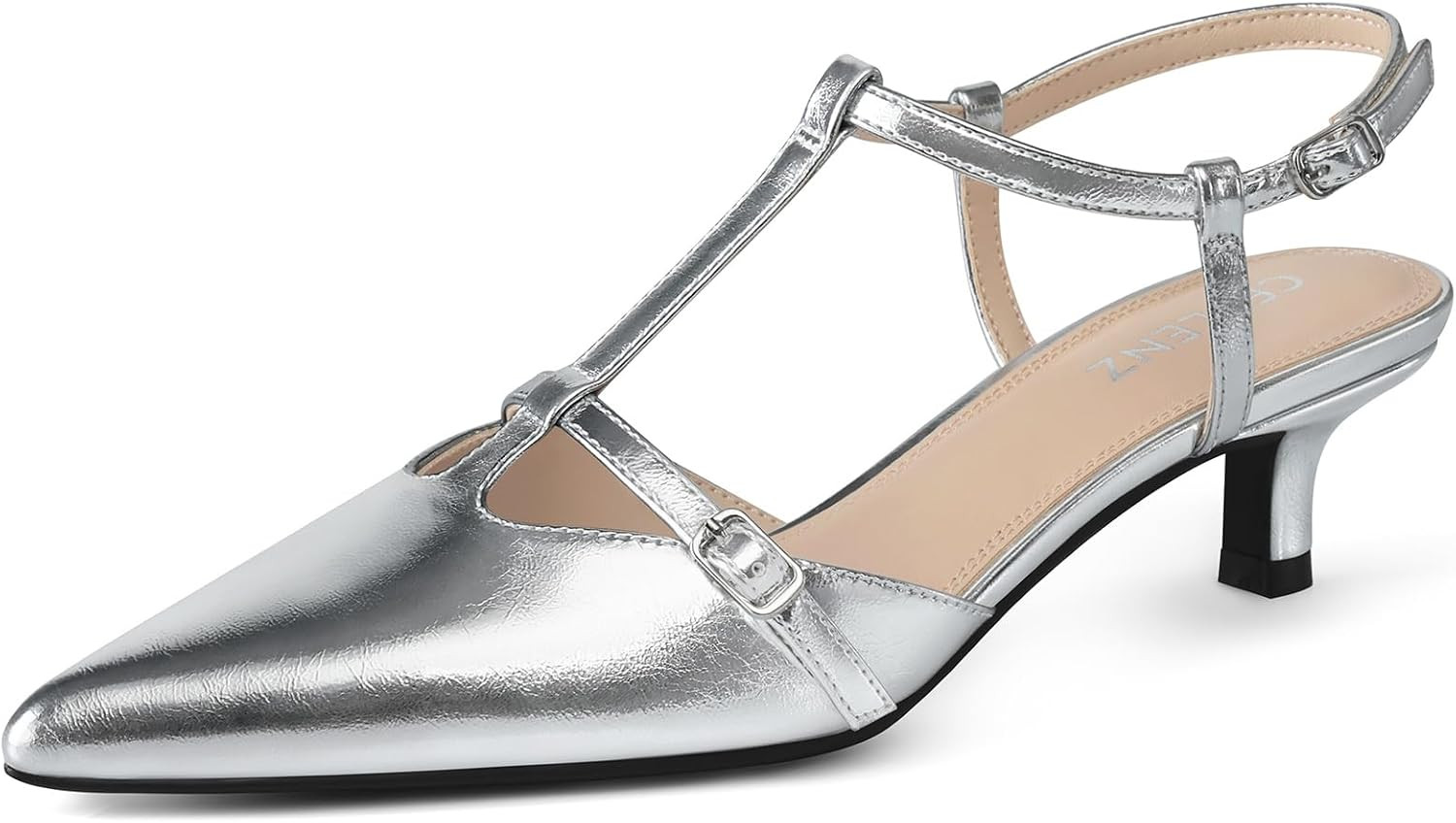 CELLENZ Women Low Heel Pumps: 2 Inch Comfortable Kitten Heels, Office Formal Dinner Dress Shoes, Ankle Strappy Slingback Pumps, Sexy Night Prom Dance Shoes | Amazon (US)