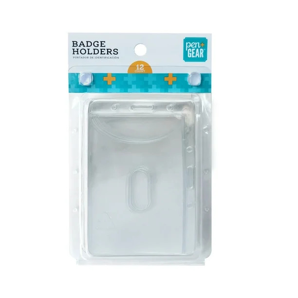 Pen+ Gear Plastic Name Tag Badge ID Card Holders, 3-3/8“ x 2-1/4”, Clear, 12 Ct | Walmart (US)