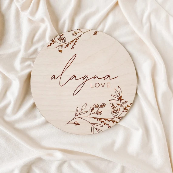 Floral Wooden Baby Name Announcement Sign  Custom Flower | Etsy | Etsy (US)