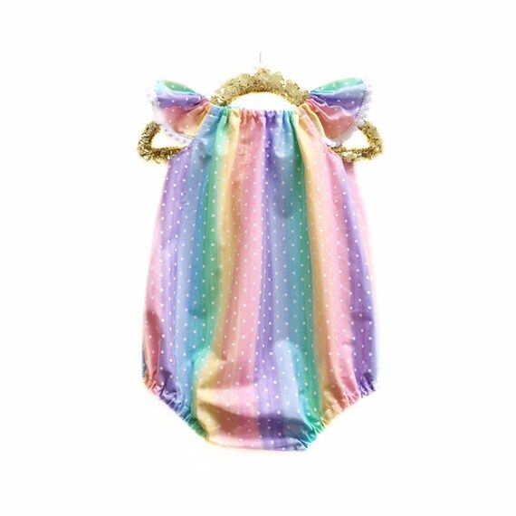 12-24 Month Ready To Ship, Baby Romper, Toddler Romper, Rainbow Romper, Spring Romper, Pink Rompe... | Etsy (US)