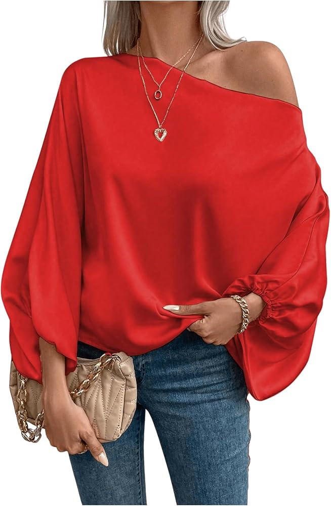 Verdusa Off The Shoulder Blouses for Women 3/4 Length Sleeve Tops Dressy Casual Blouse | Amazon (US)
