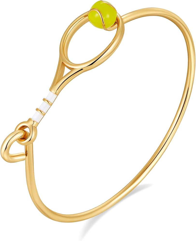Gold Plated Dainty Bangle Thin Tennis Ball Bracelet Sports Fans Minimalist Jewelry | Amazon (US)