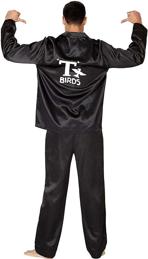 Grease Adult Black T Birds Pajama Costume Pants and Long Sleeve Shirt Set | Amazon (US)