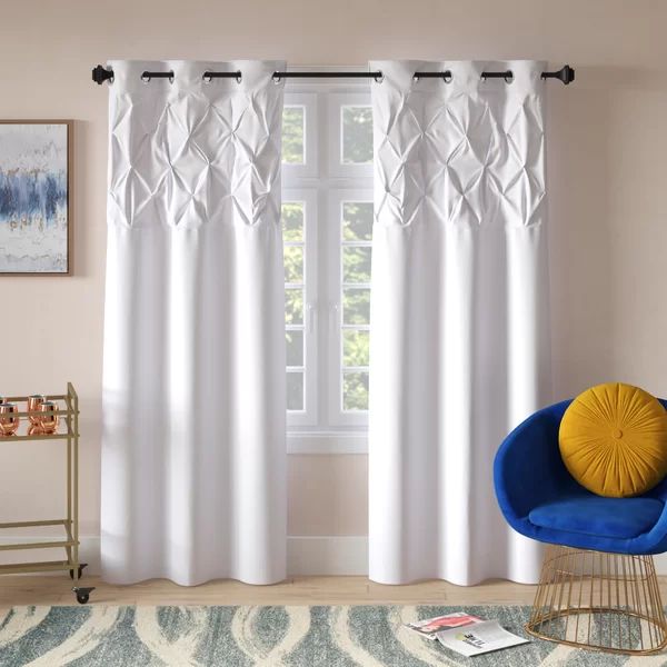 Stockbridge Pintuck Solid Semi-Sheer Grommet Curtain Panels (Set of 2) | Wayfair North America