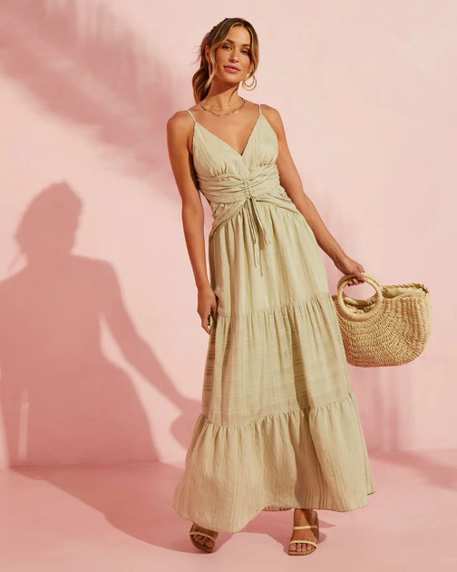 Coraline Tiered Maxi Dress - Khaki - SALE | VICI