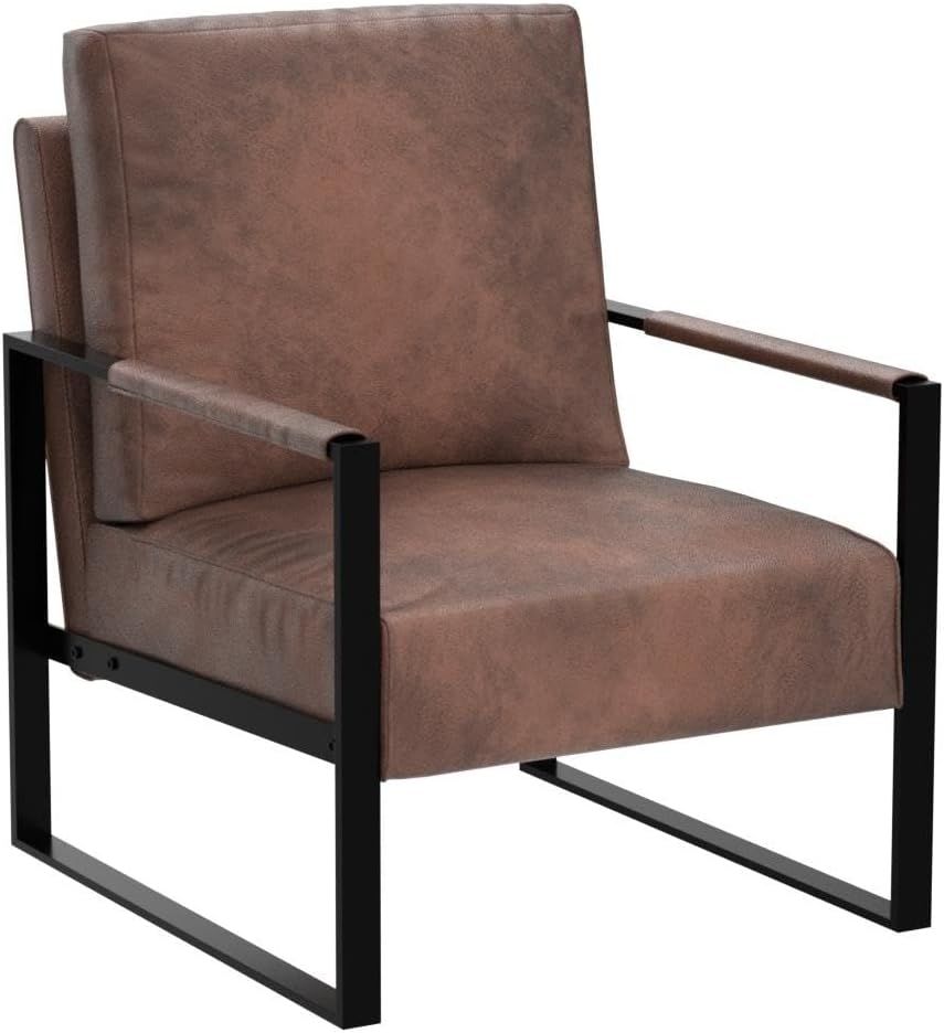 Classic Mid Century Modern Accent Chair with Durable Square Metal Frame, Armchair for Living Room... | Amazon (US)
