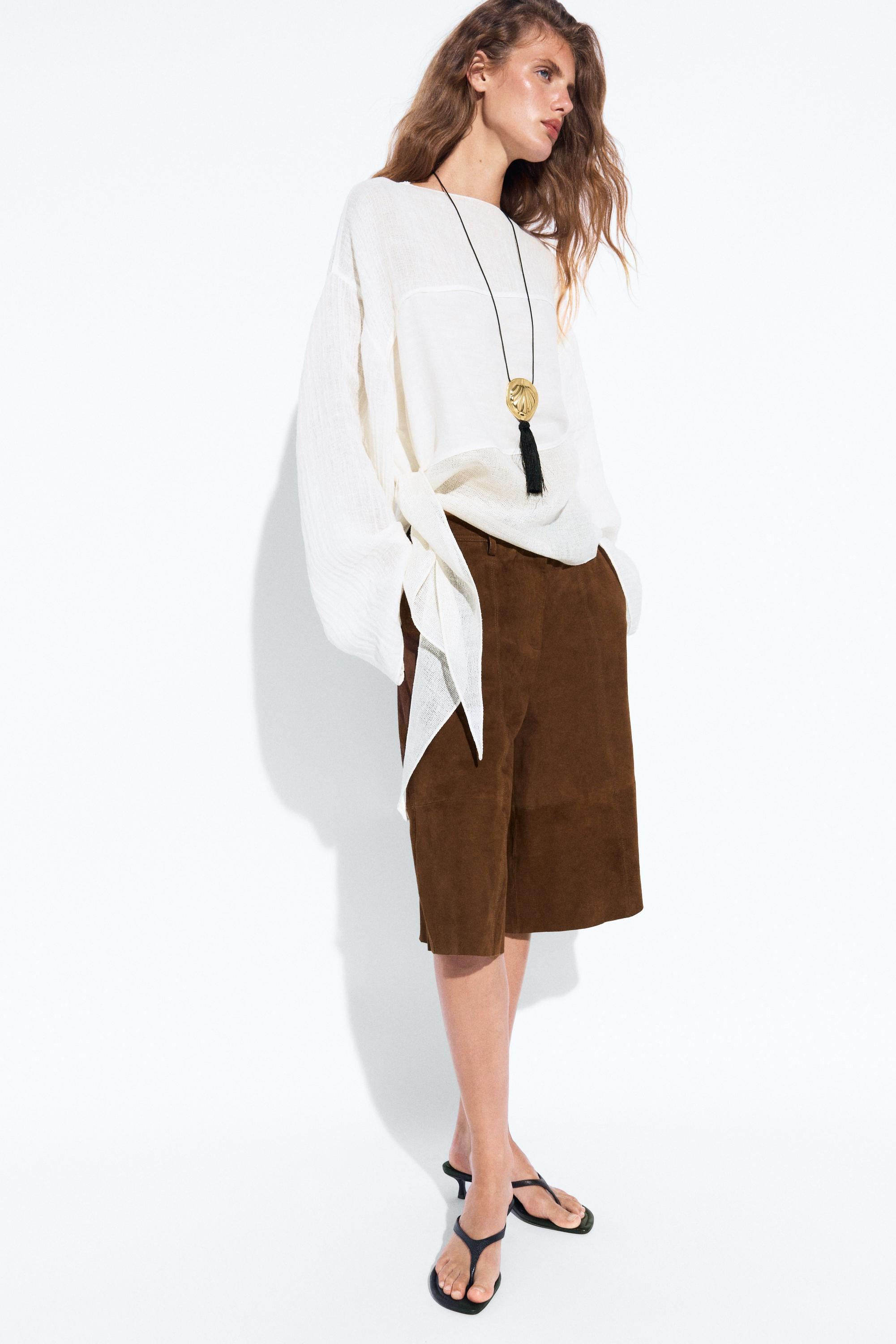Flie\u00dfendes Hemd aus Leinenmischgewebe | Massimo Dutti DE